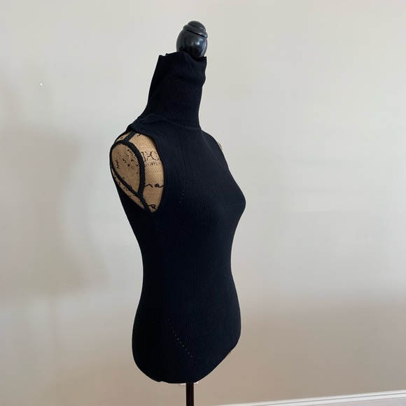 WHBM womens sleeveless ribbed turtleneck sweater black size small - Picture 6 of 12